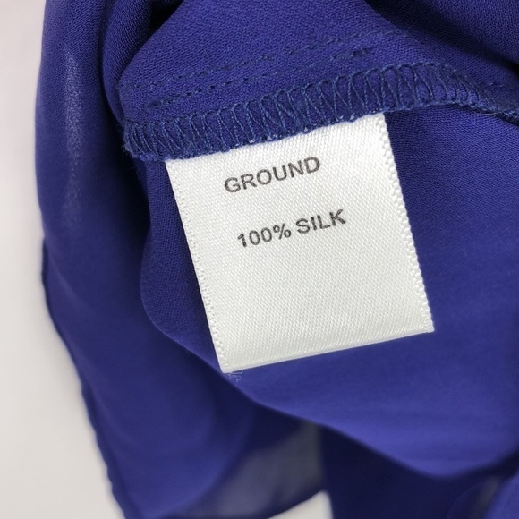 Artelier, Nicole Miller - Silk, Cold Shoulder Button Down, NAVY BLUE - Picture 7 of 7